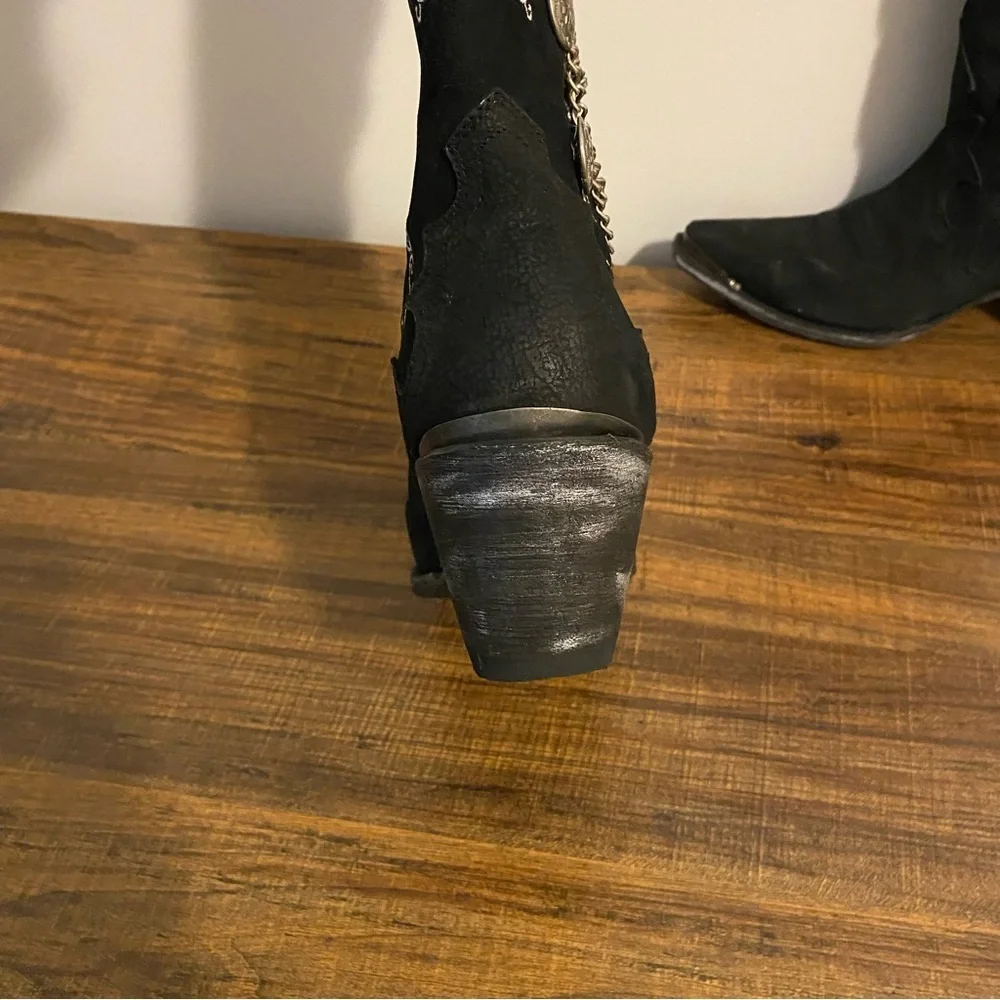 Dan Post Chain Reaction Black and White Leather Boots size 8